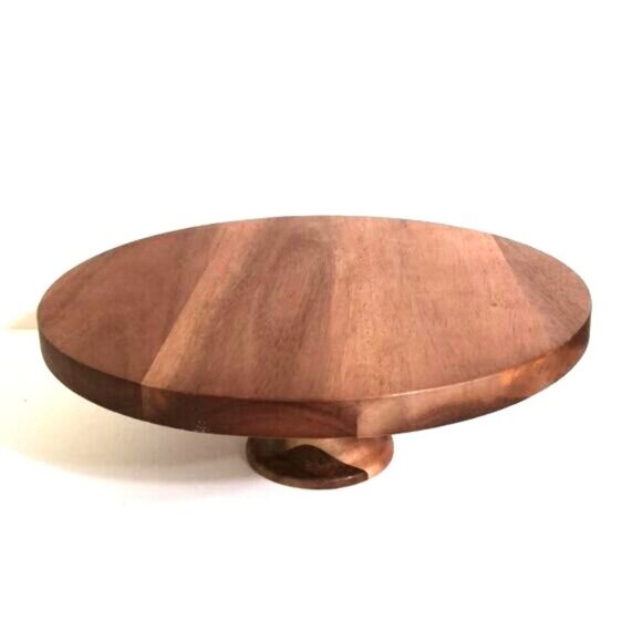New Acacia Wood Cake Stand 12 -inch - Picture 2 of 7